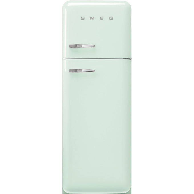 Smeg 60cm 50s Style Right Hand Hinge Freezer over Fridge Pastel Blue Green | Keans Claremorris