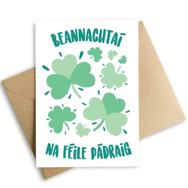 St Patrick's Day A6 card with eco-friendly envelope, 350gsm silk card, greeting for new baby – Keans Claremorris.