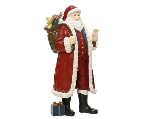 Standing Santa with Gift Bag – Polyresin Christmas Decoration (38cm) Keans Claremorris