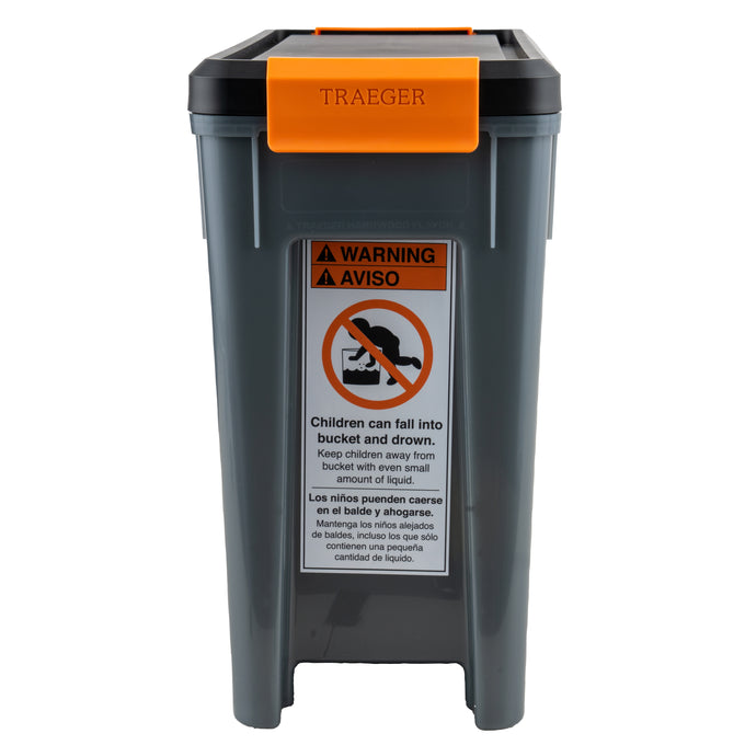 Traeger Staydry BBQ Pellet Bin with Lid for moisture protection, available at Keans Claremorris.