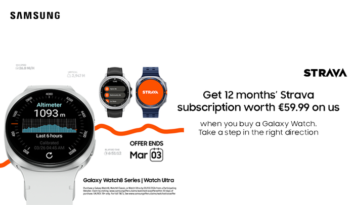 Samsung Galaxy Watch 8 with free 12-month Strava subscription offer for fitness tracking and performance analysis