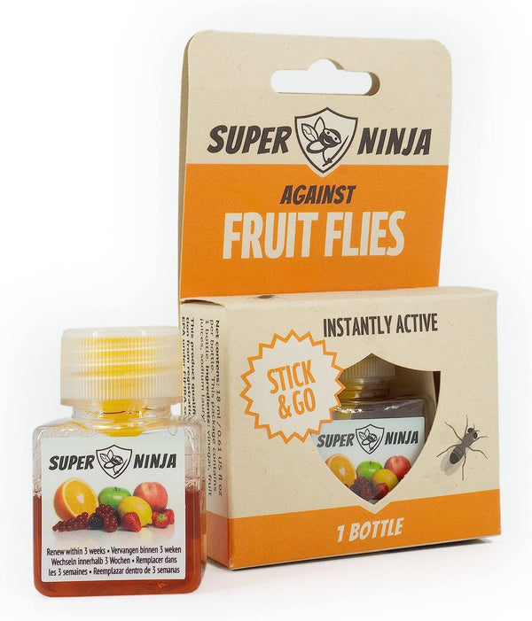 Super Ninja Fruit Fly Trap single pack, eco-friendly, toxin-free, stick-on design, long-lasting, from Kean’s Claremorris –