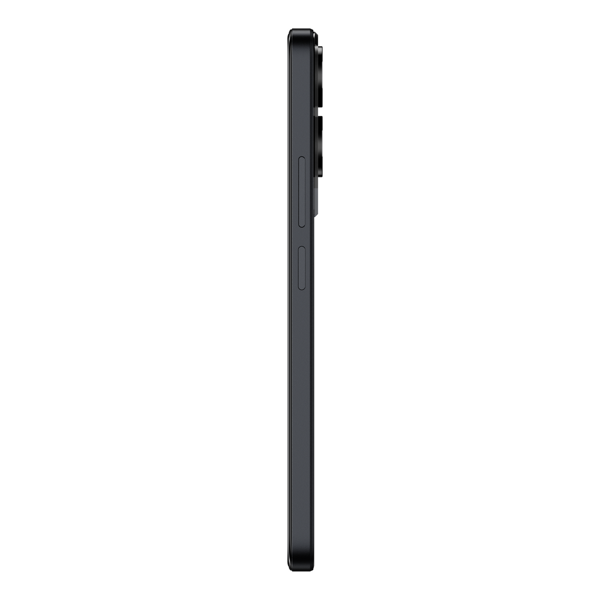 Side view of TCL 505 Space Grey smartphone showing volume and power buttons with camera bump visible