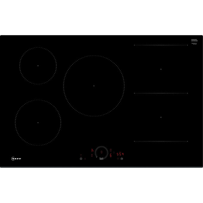 Neff N70 80cm black induction hob with 5 zones, combi induction, Wi-Fi control, Power Boost – available at Kean’s