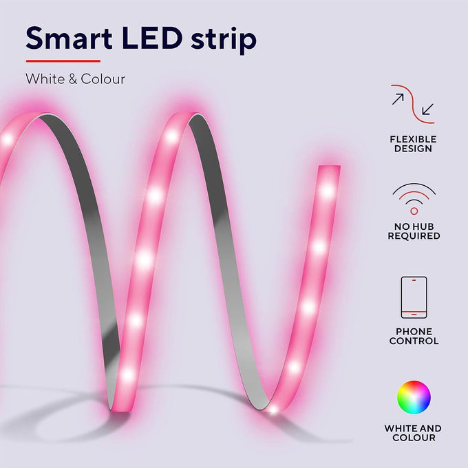 Trust 3M Smart RGB LED Strip, wifi controlled, 3m, app & voice control, 16M colors, compatible with Alexa & Google - Keans