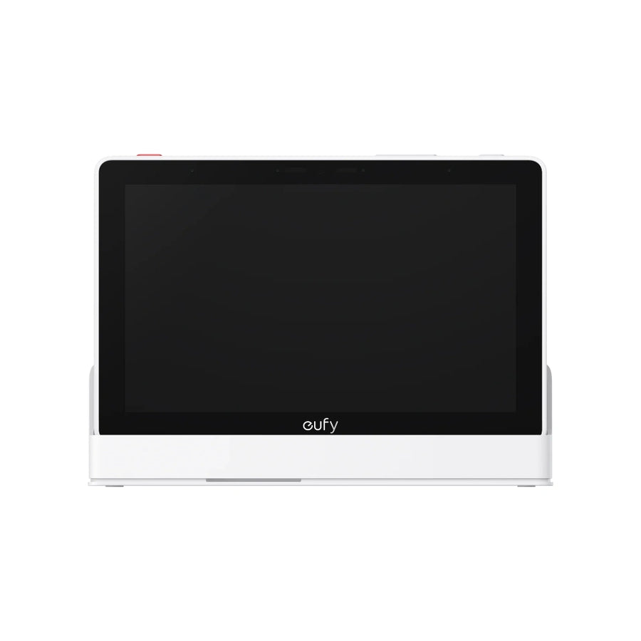 Eufy Smart Display E10 Online Edition in white, front view with black screen and logo visible