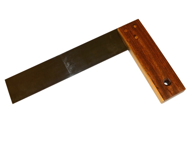 TALA 9" Rosewood Try Square with blued steel blade and solid rosewood handle shown on white background.