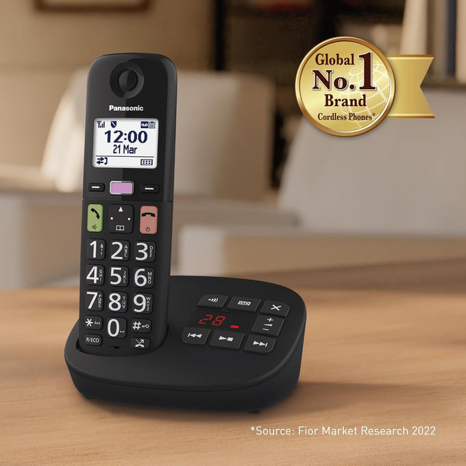 Panasonic KX-TGU130EB Big Button Cordless Phone with Answering Machine - Easy Use, Clear Display | Keans Claremorris