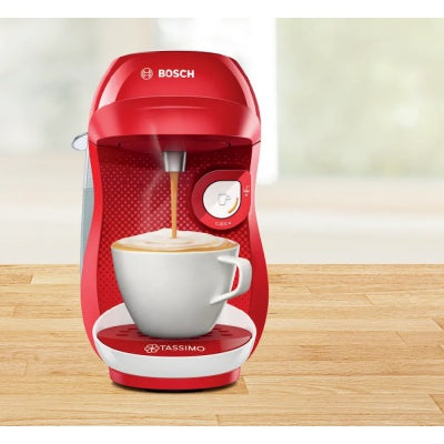 Tassimo Happy Hot Drinks Coffee Machine TAS1006GB with easy one-touch brewing, available at Keans Claremorris.