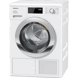 Miele T1 TEF 765 WP 8kg heat pump tumble dryer in Lotus White with EcoSpeed, smart app, and FragranceDos at Kean’s