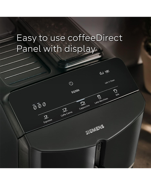 Siemens EQ300 Fully Automatic Coffee Machine in Piano Black – sleek design, easy use | Available at Keans Claremorris