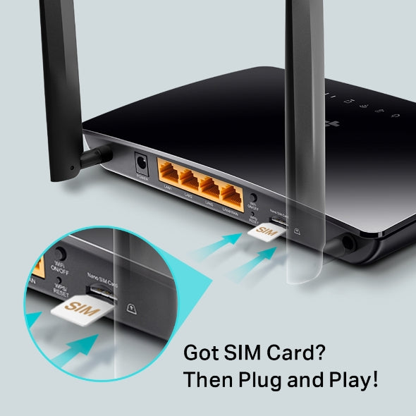 TP Link 300Mbps Wireless 4G Router for fast internet, available at Keans Claremorris store.