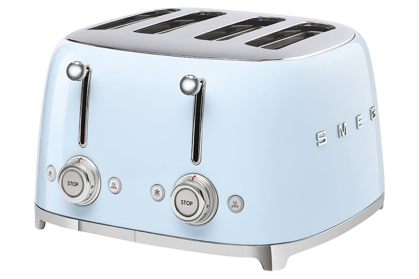 Smeg 50's Retro Style 4 Slice Toaster in Pastel Blue | TSF03PBUK | Available at Keans Claremorris
