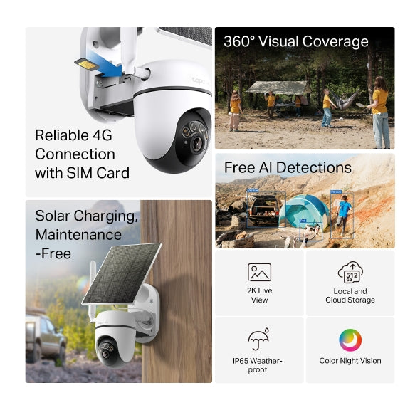Tapo 2K 4G LTE Solar Pan-Tilt Camera | TPL-TAPO-C615G-KIT - Image 2