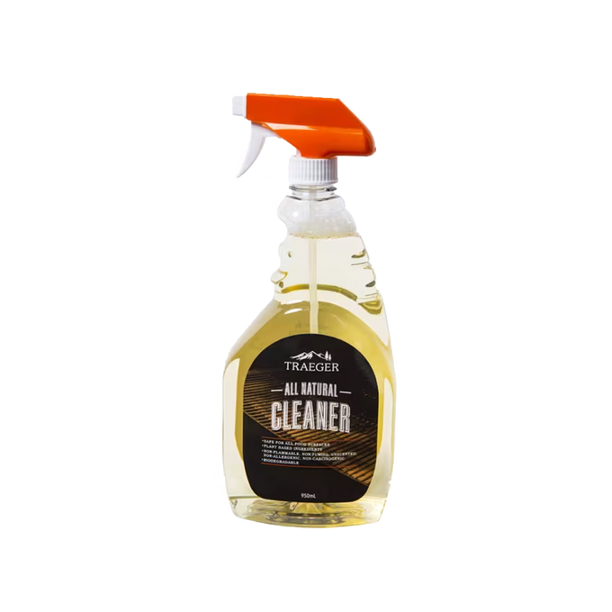 Traeger All Natural BBQ Cleaner 950ml, grease-fighting, chemical-free, grill-safe formula for easy cleaning, available at
