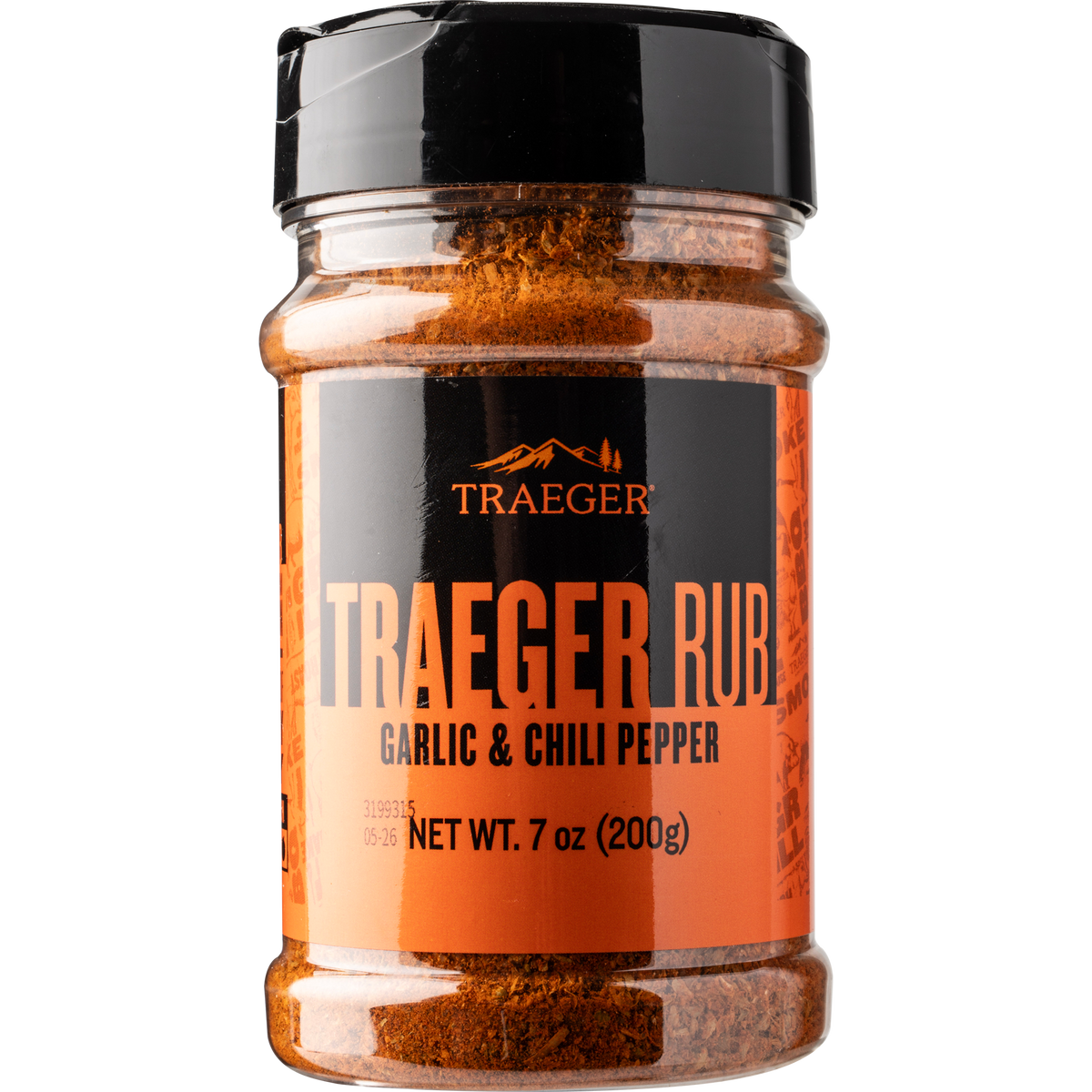Traeger Garlic & Chili Pepper Rub 200g – bold BBQ seasoning for chicken, pork, beef, ribs. Available at Kean’s Claremorris.