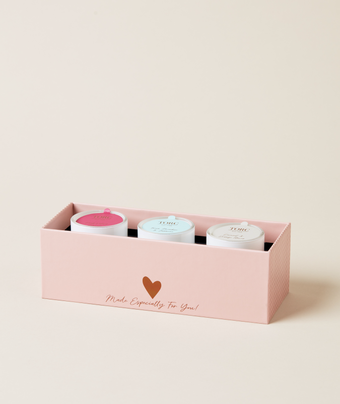 TORC Pink Votive Candle Gift Set with three scented candles, elegant packaging – available at Keans Claremorris.