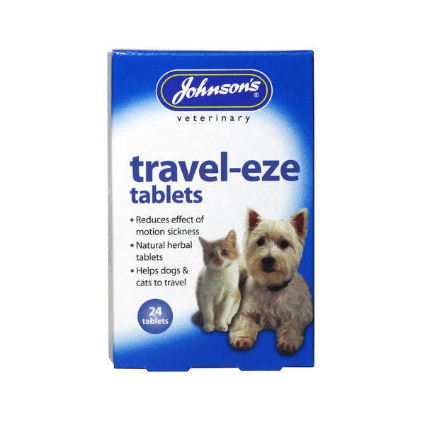 Johnson's Travel-Eze natural tablets calm pets, reduce motion sickness for dogs and cats, 24 tablets – Keans Claremorris.