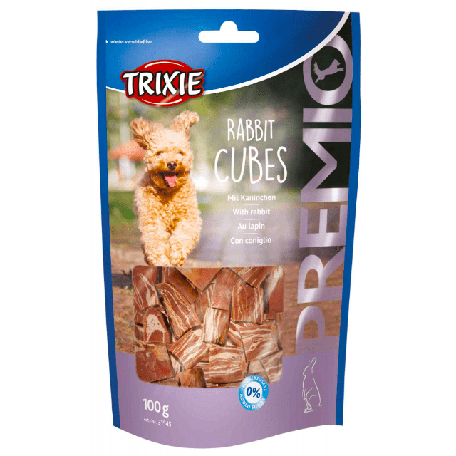 Premio Rabbit Cubes 100g, 70% rabbit meat, no added sugar, resealable bag – tasty treat from Keans Claremorris