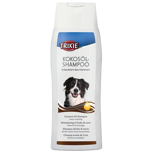 Trixie Coconut Oil Dog Shampoo 250ml for long-haired dogs, soothes itchiness, softens coat, from Keans Claremorris
