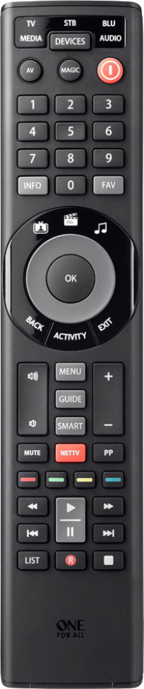 One For All Smart 5 Universal TV Remote - combines 5 remotes, app setup, NetTV key, smart activities | Keans Claremorris