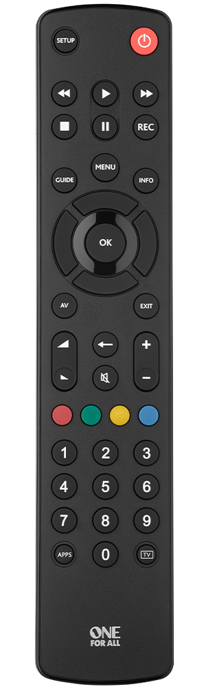 One For All Slimline Contour Replacement TV Remote with easy setup and learning feature – available at Keans Claremorris.