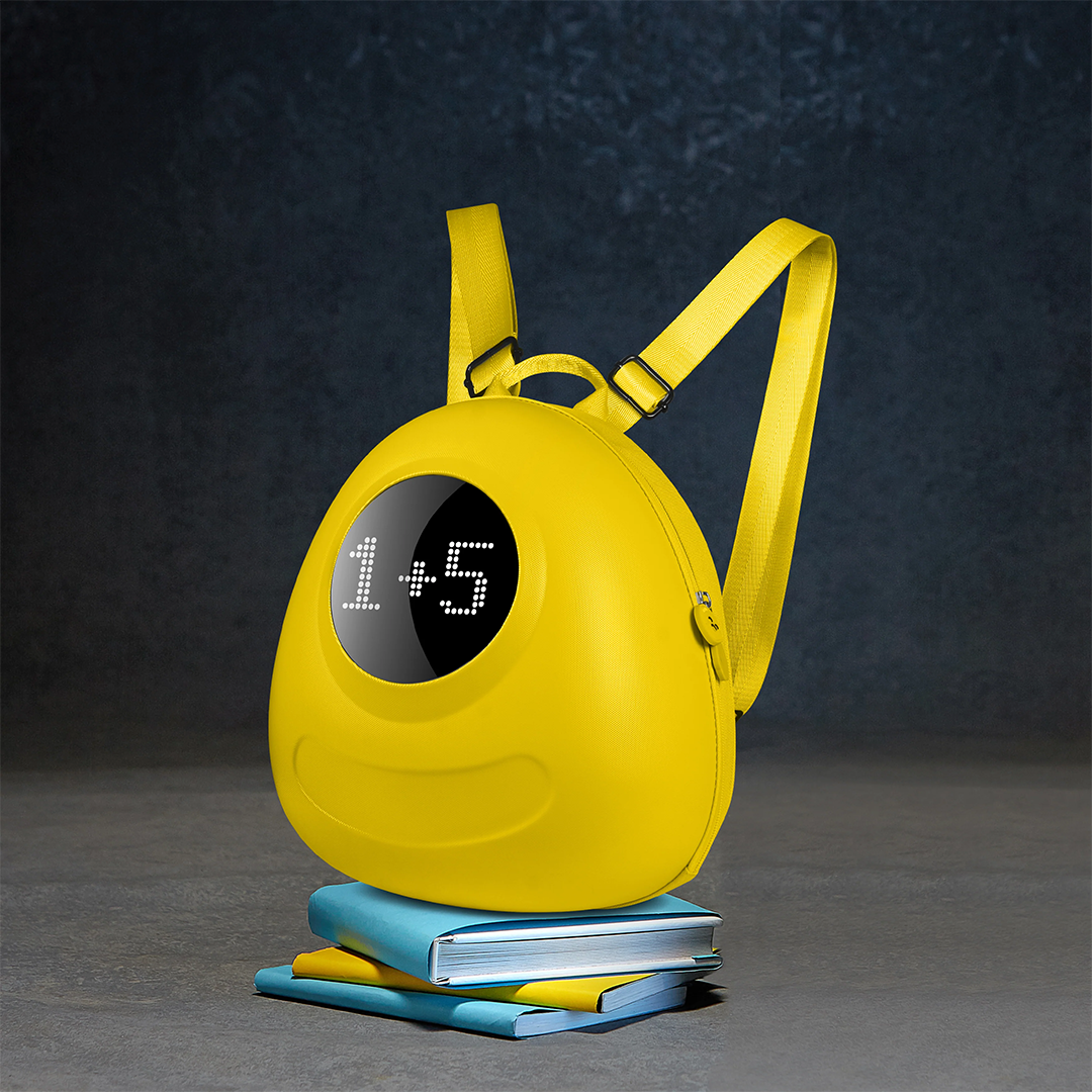 Kids 2 Backpack LED Screen Yellow with 32x32 pixel display, IPX5 water repellent, 13L capacity – Keans Claremorris