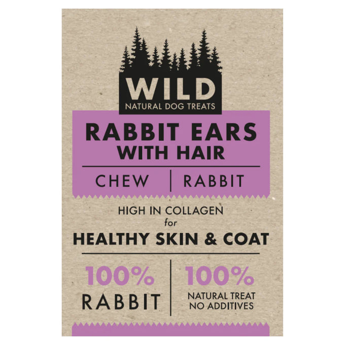 Wild natural dog treat - 500g rabbit ears with hair, healthy chew snack | Keans Claremorris