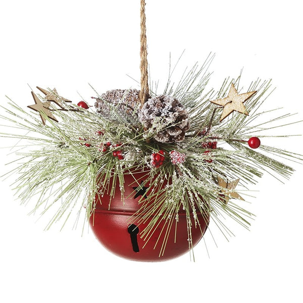 Red Metal Bell With Pinecone Decoration