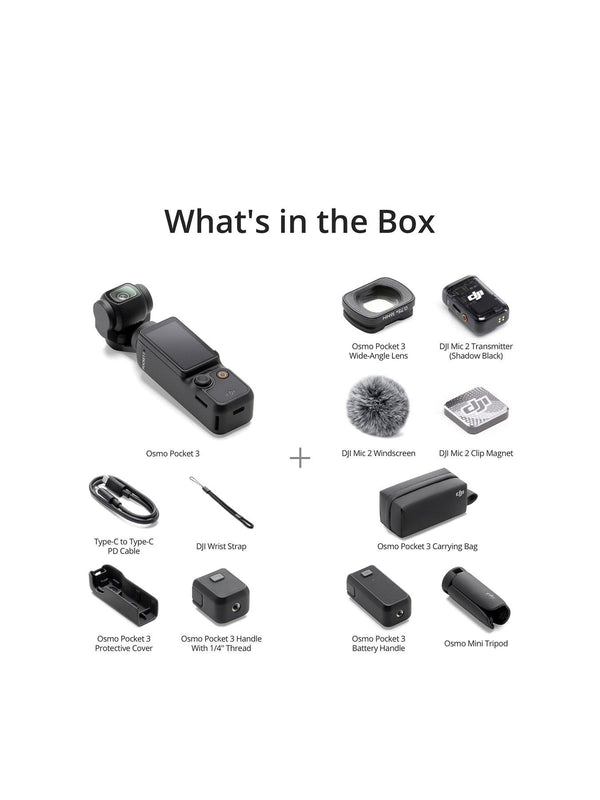 DJI Osmo Pocket 3 Creator Combo handheld 4K camera with accessories, available at Keans Claremorris.