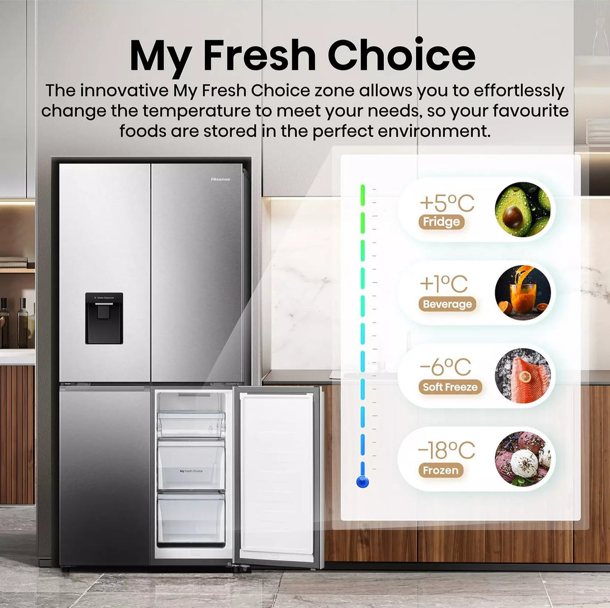 Hisense Freestanding 4 Door Cross Door Non-plumbed Water Dispenser 482L Stainless Steel - Image 5