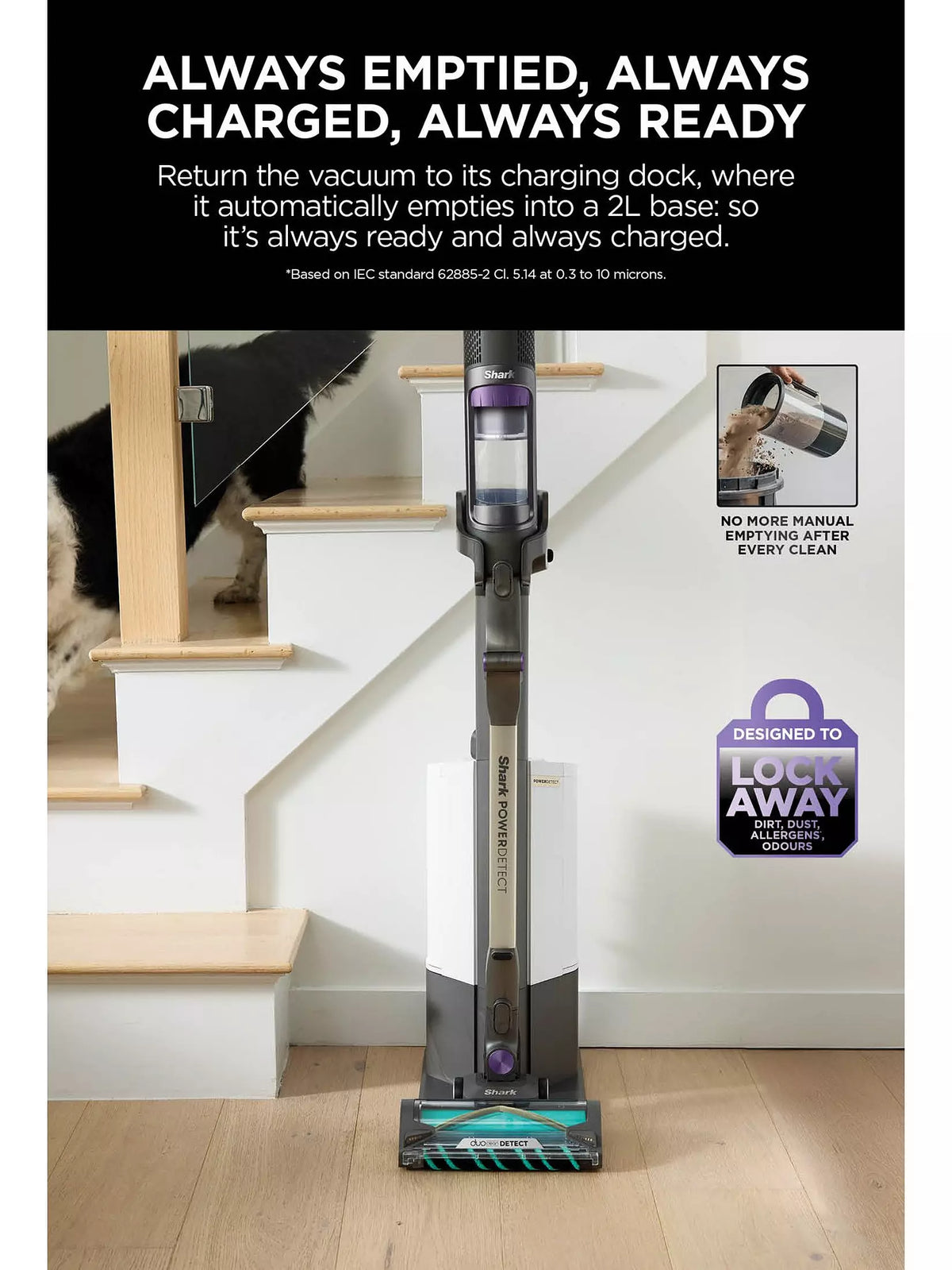 Shark Power Detect & Clean cordless vacuum 2L dock, 70min runtime – available at Keans Claremorris