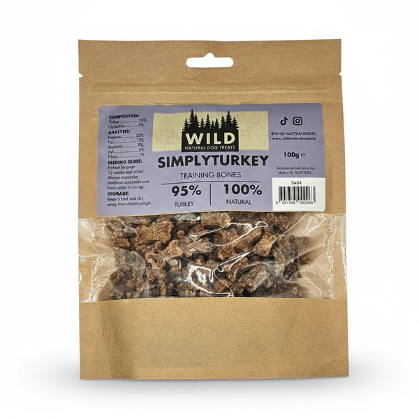 WILD Dog Treat Training Bones - Turkey 100g Keans Claremorris