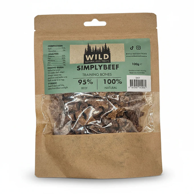 WILD Simply Dog Treat - Training Bones - Beef 100g Keans Claremorris
