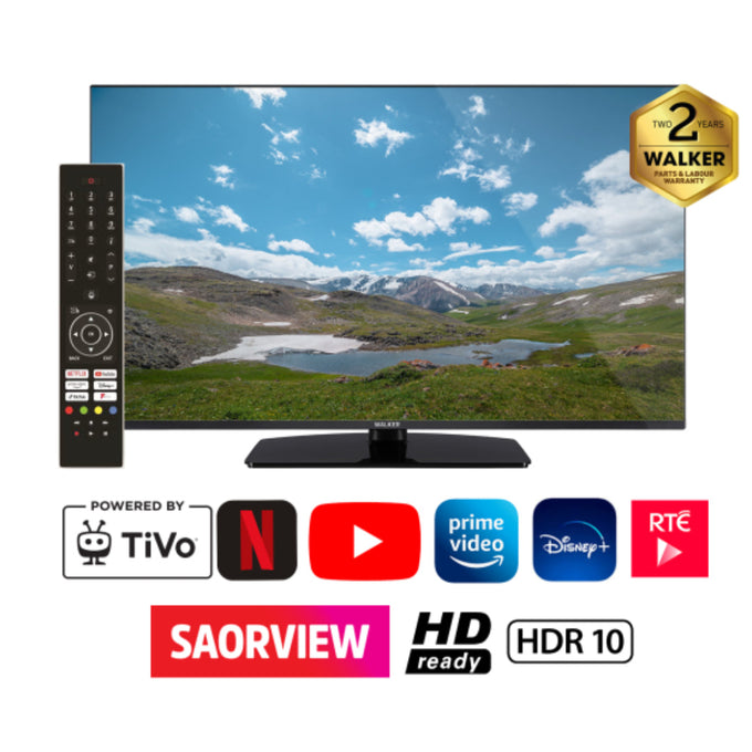 Walker 24" Smart LED TV with 720p HD, Saorview & satellite tuners, Netflix, 2 HDMI ports – available at Kean’s Claremorris.