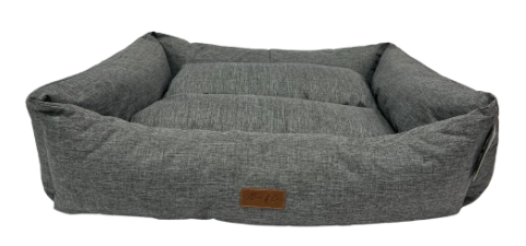 Waterproof large grey dog bed with silicon bead filling, easy clean, machine washable, carry handle – Keans Claremorris
