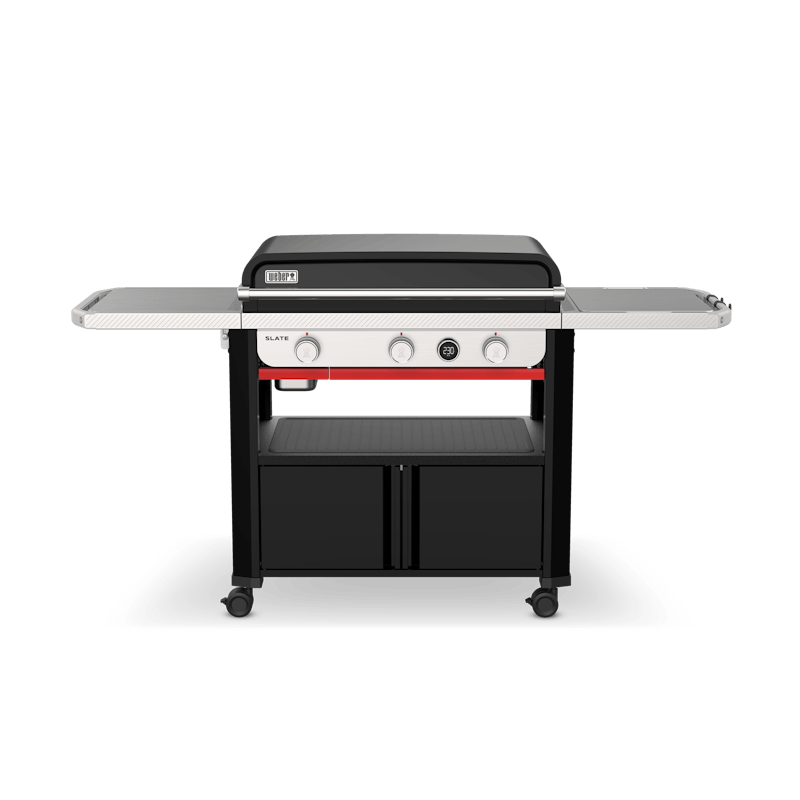 Weber SLATE GPD 76 cm Premium Griddle with 3 burners, digital display, porcelain cooktop, grease system – available at Keans