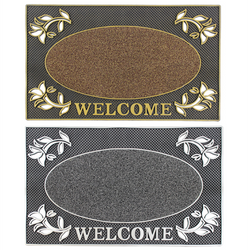 Welcome Rectangular Scraper Mat Gold/Silver Keans Claremorris