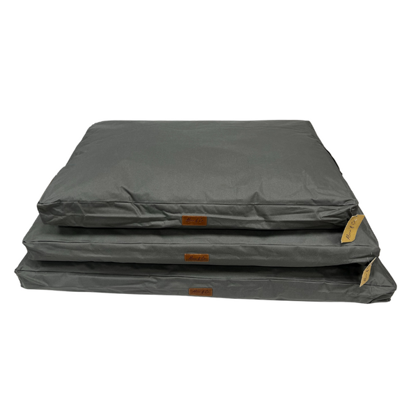 Grey waterproof large Coco plain cushion, dirt-resistant, ideal for home or kennel, from Keans Claremorris