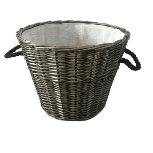 Wicker Basket Round Grey Gloss | Keans Claremorris