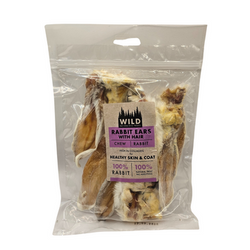 Wild natural dog treat - 500g rabbit ears with hair, natural collagen, digestive health, Keans Claremorris