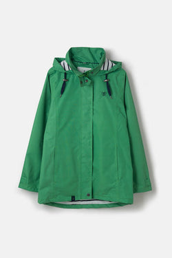 Ladies Beachcomber Coat in Seagrass, waterproof, windproof, lightweight with hood and pockets, hip-length by Keans