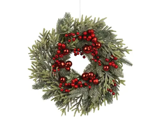 Wreath Natural Base Indoor, Green/Red D.40 cm Keans Claremorris