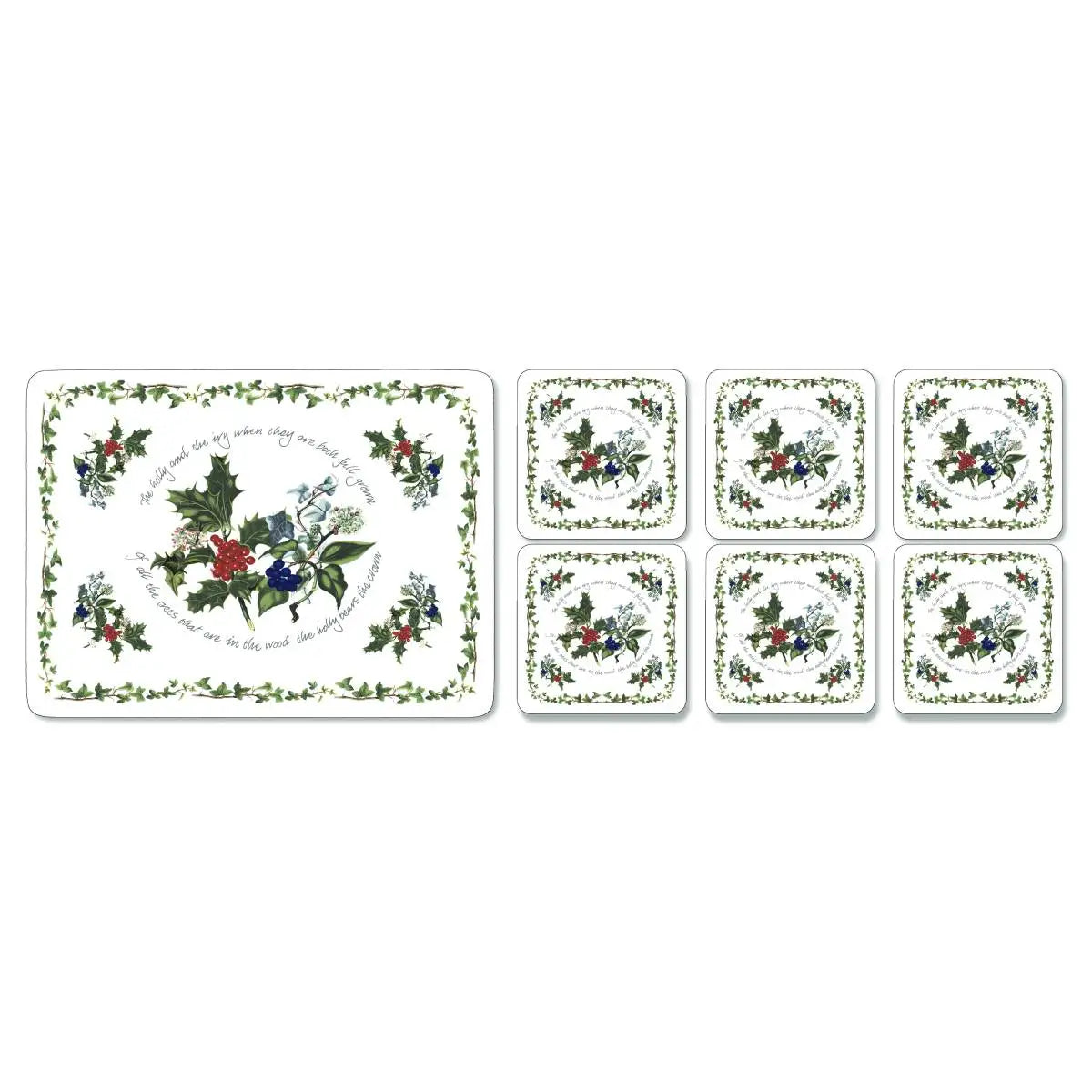 Holly & Ivy Rect Placemats Set of  6 + Free Coasters - Image 1