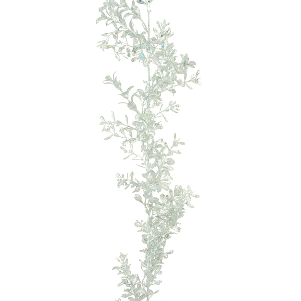 Silver sparkle boxwood garland 180cm, flexible festive décor for mantels and tables – Keans Claremorris