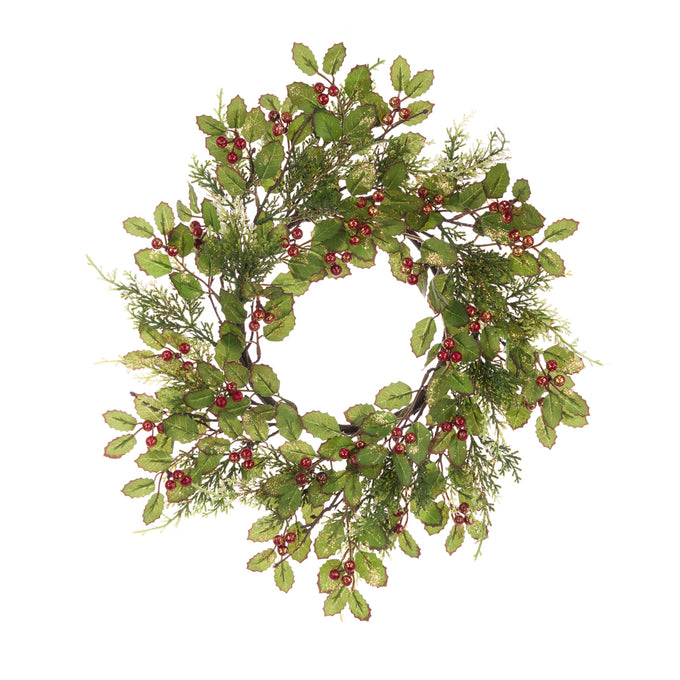 Glitter Holly Candle Ring 48cm - Image 1