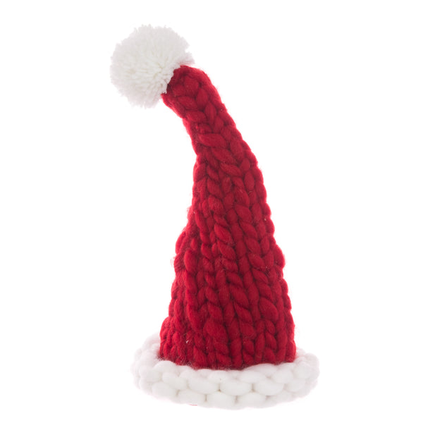 Santa Knit Hat Tree Topper 35cm red & white knit with pom-pom, lightweight festive décor by Keans Claremorris