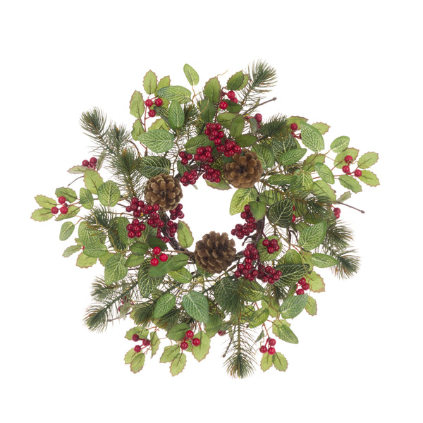 Oakham Candle Ring 38cm in red and green, festive holiday decoration by Keans Claremorris