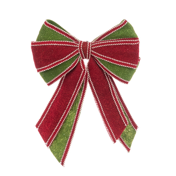 Large 40cm red and green glitter bow clip for hair or decor – festive style by Keans Claremorris