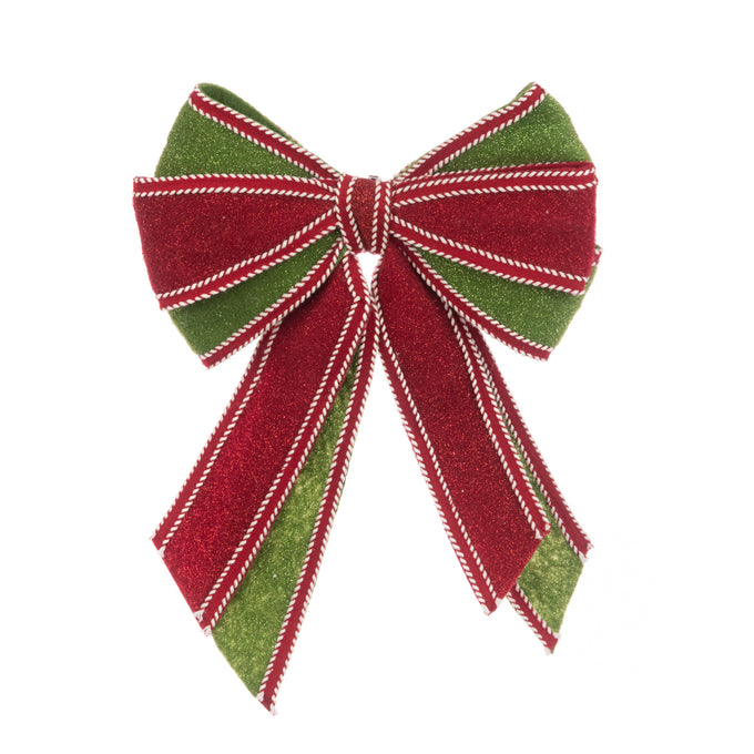 Large 40cm red and green glitter bow clip for hair or decor – festive style by Keans Claremorris